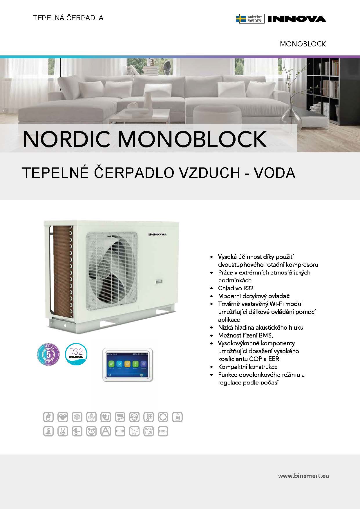 Tepelné čerpadlo NORDIC MONOBLOCK 6 kW 1fázové bjsolar.cz